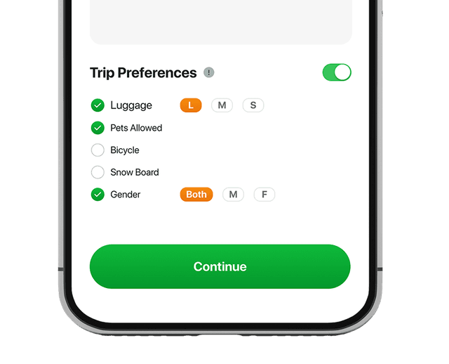 Ride Preferences Feature